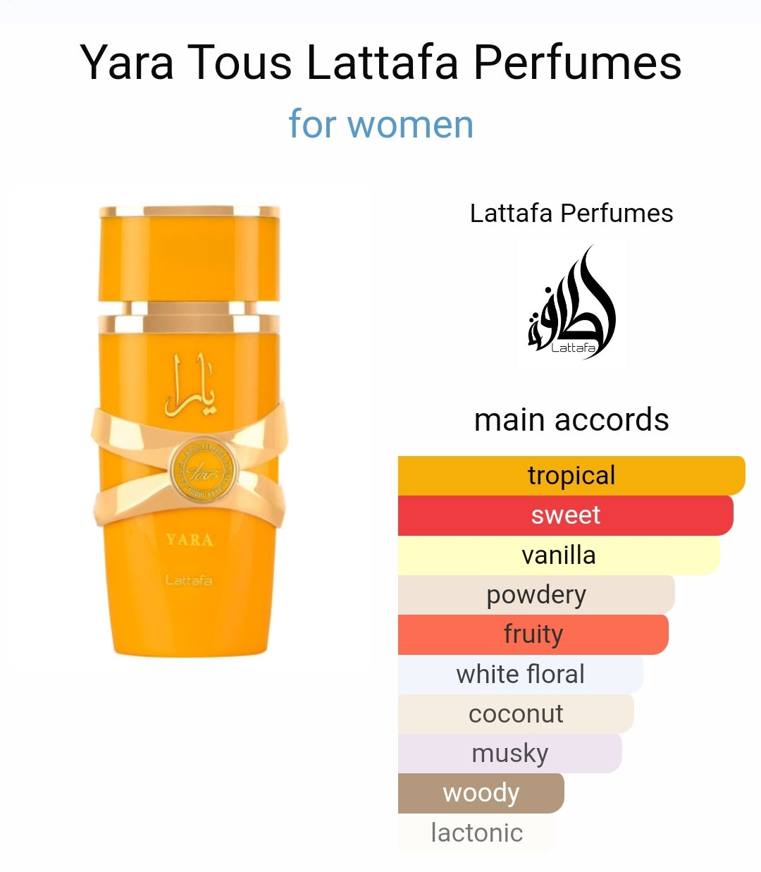 Lattafa Yara Tous for Women Eau de Parfum Spray, 3.40 Ounces / 100 ml