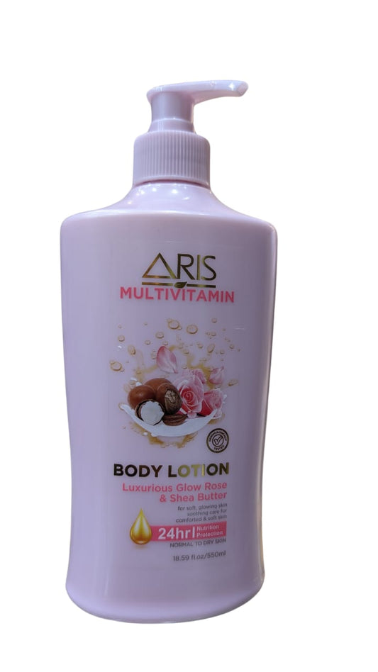 Aris Multivitamin | Body Lotion | Luxurius Glow Rose & Shea Butter 550ml